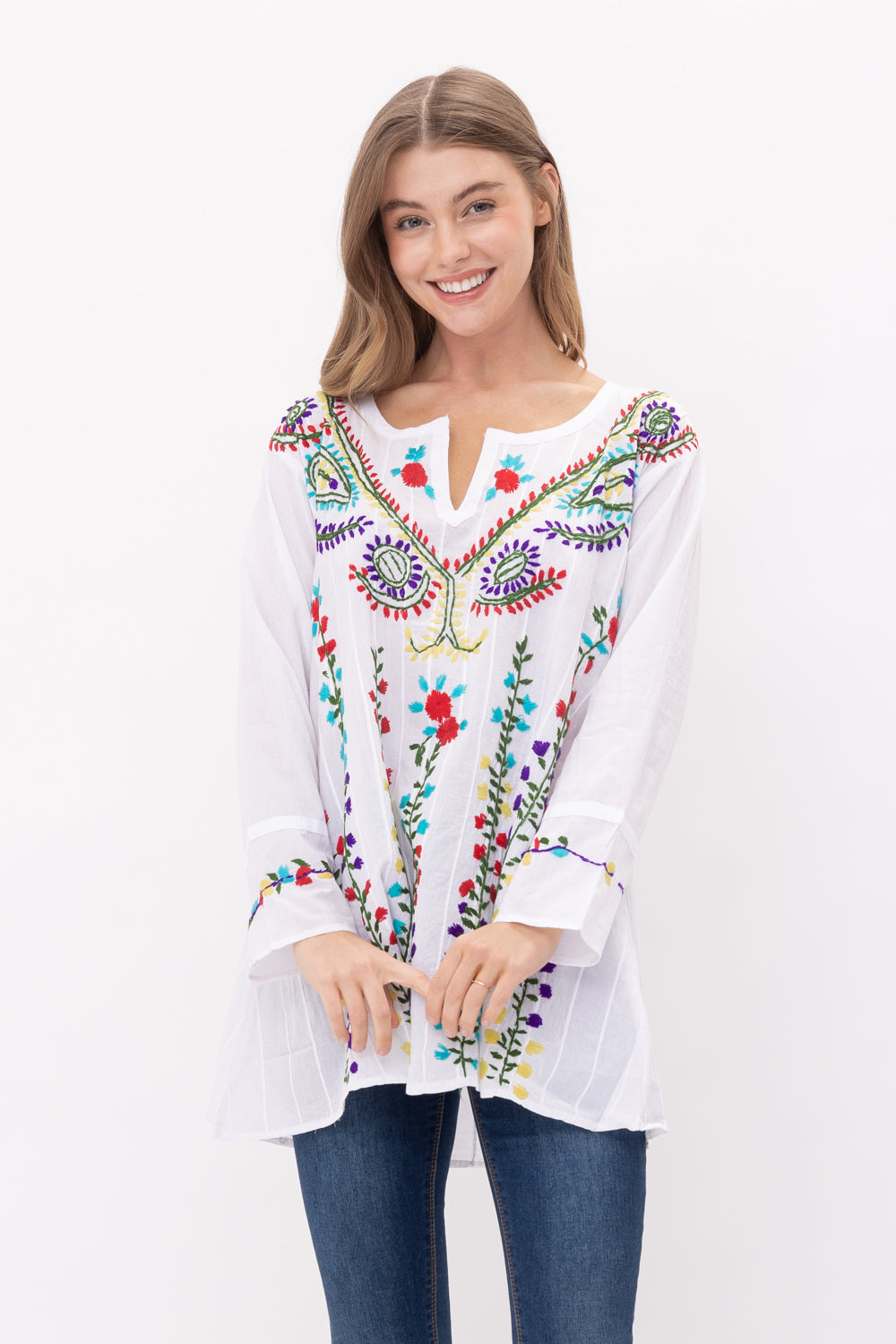 Raj Hand Embroidered Tunic - Rajimports - Women's Clothing