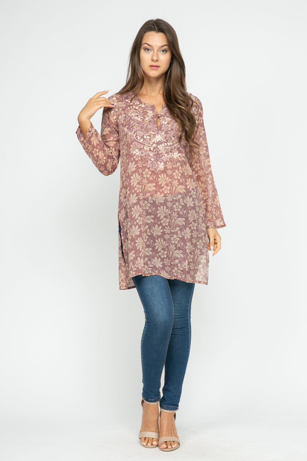 FORAL PETAL EMBROIDERED TUNIC - Rajimports - Women's Clothing