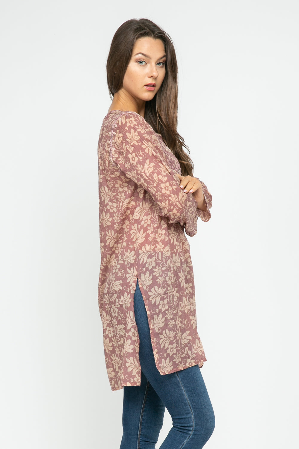 FORAL PETAL EMBROIDERED TUNIC - Rajimports - Women's Clothing