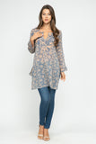 FORAL PETAL EMBROIDERED TUNIC - Rajimports - Women's Clothing