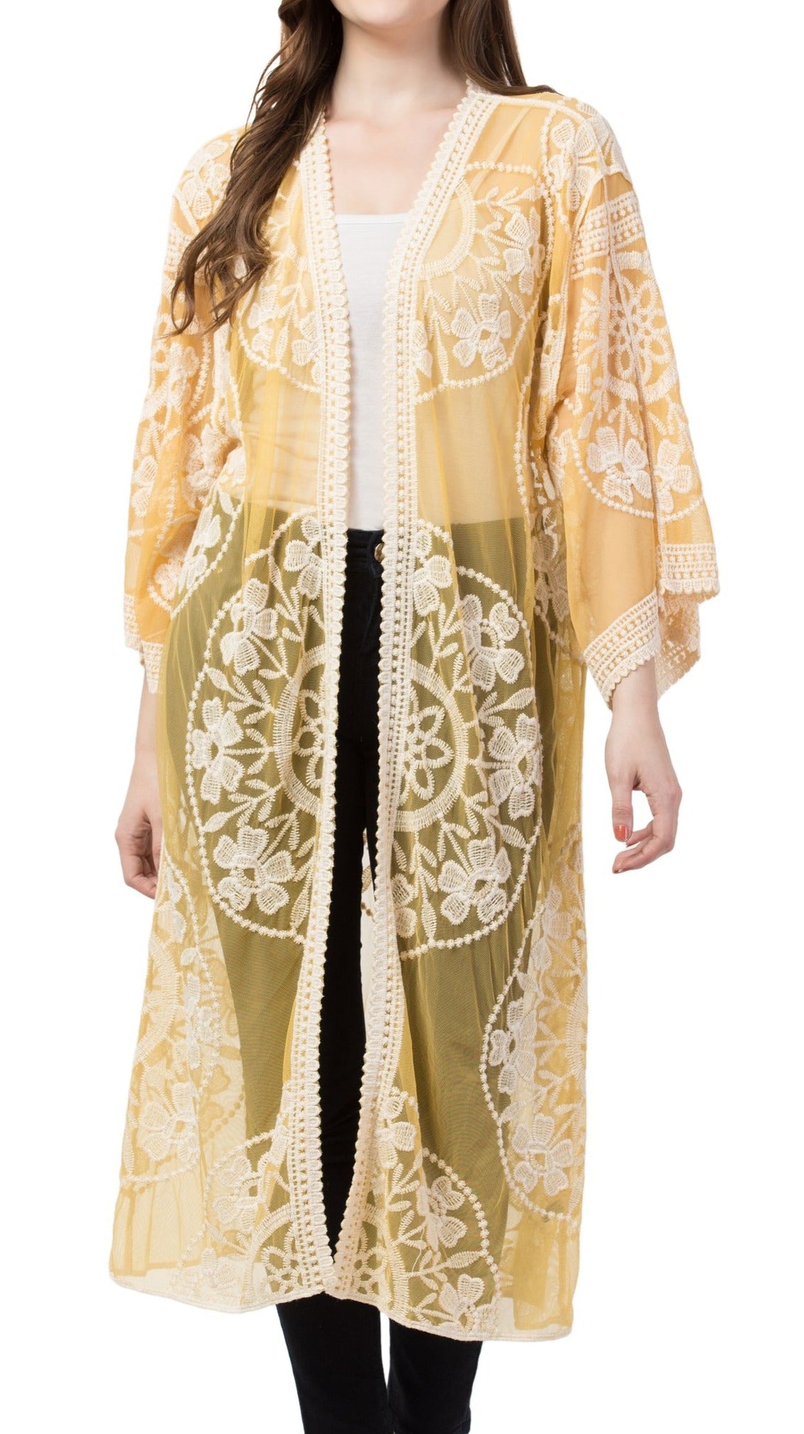 Raj Duster Lace Medallion Embroidered - Rajimports - Women's Clothing