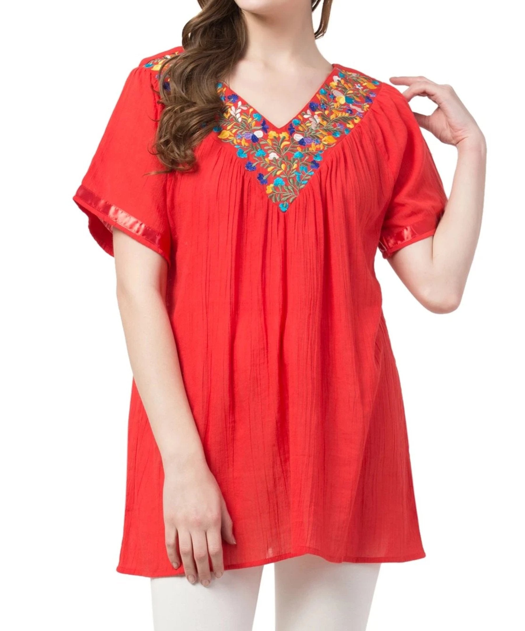 Raj Machine Embroidered Tunic - Rajimports - Women's Clothing