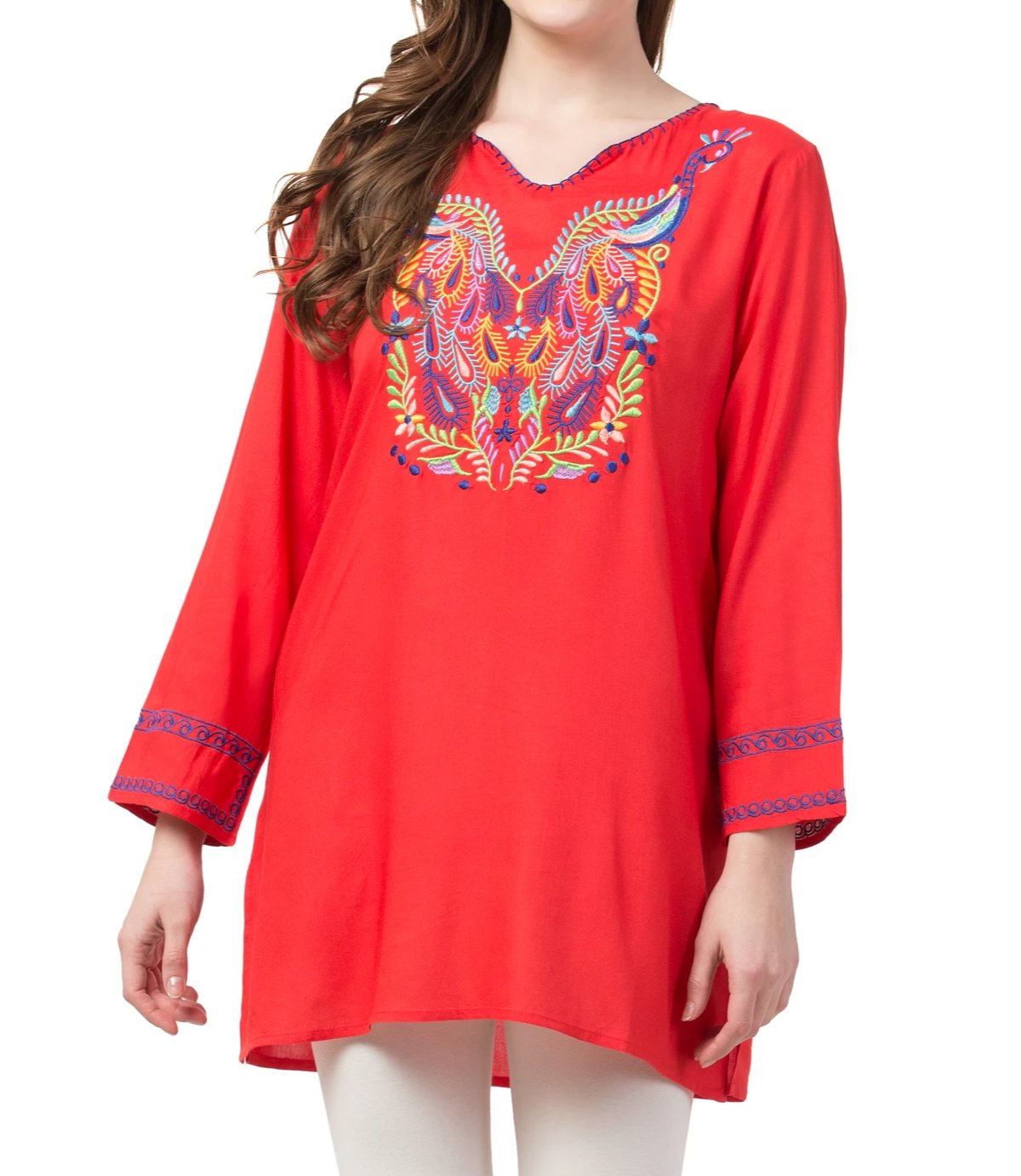 Raj Machine Embroidered Tunic - Rajimports - Women's Clothing