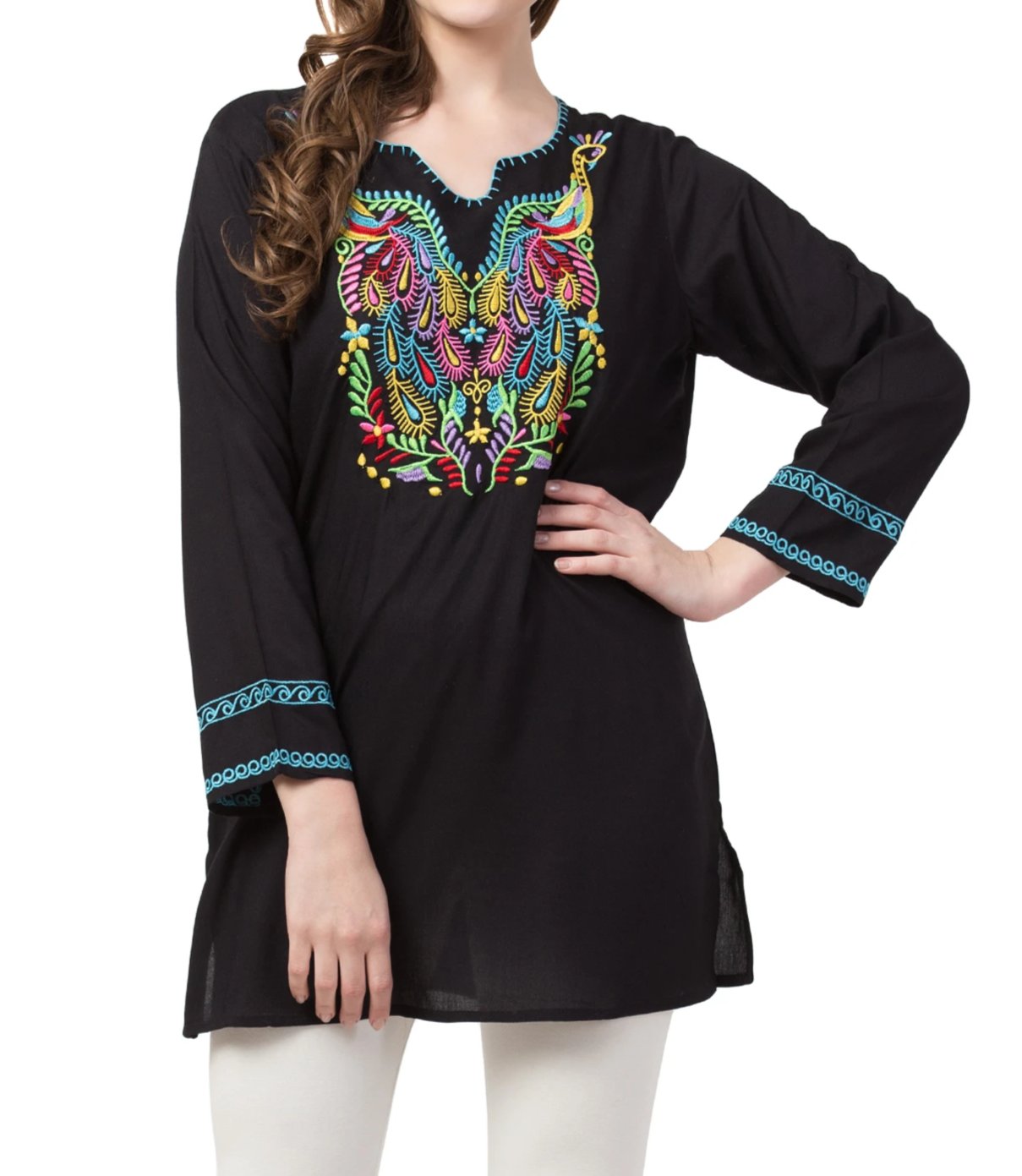 Raj Machine Embroidered Tunic - Rajimports - Women's Clothing