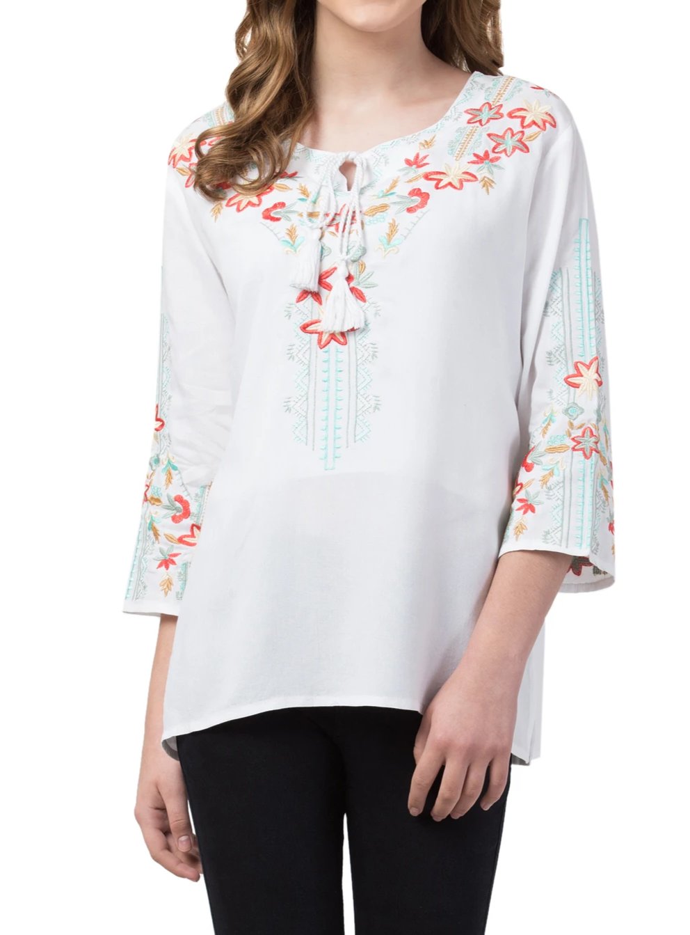 Raj Machine Embroidered Tunic - Rajimports - Women's Clothing