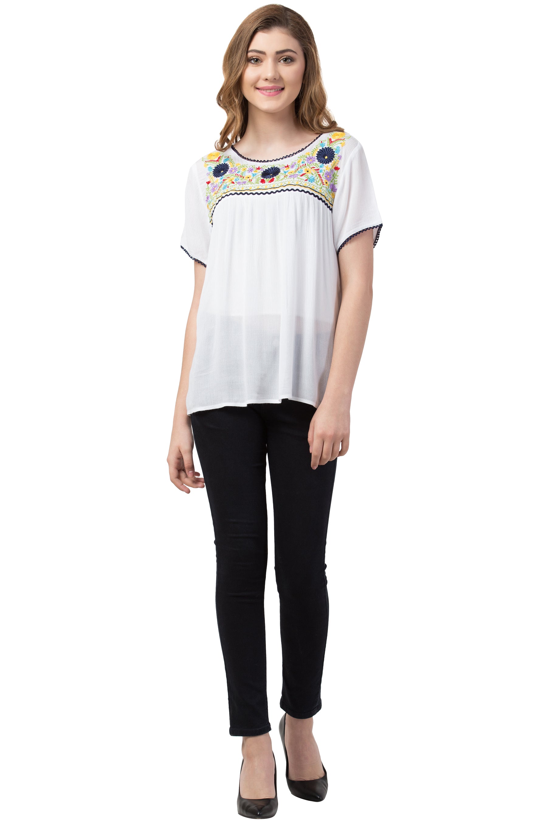 Raj Machine Embroidered Top - Rajimports - Women's Clothing