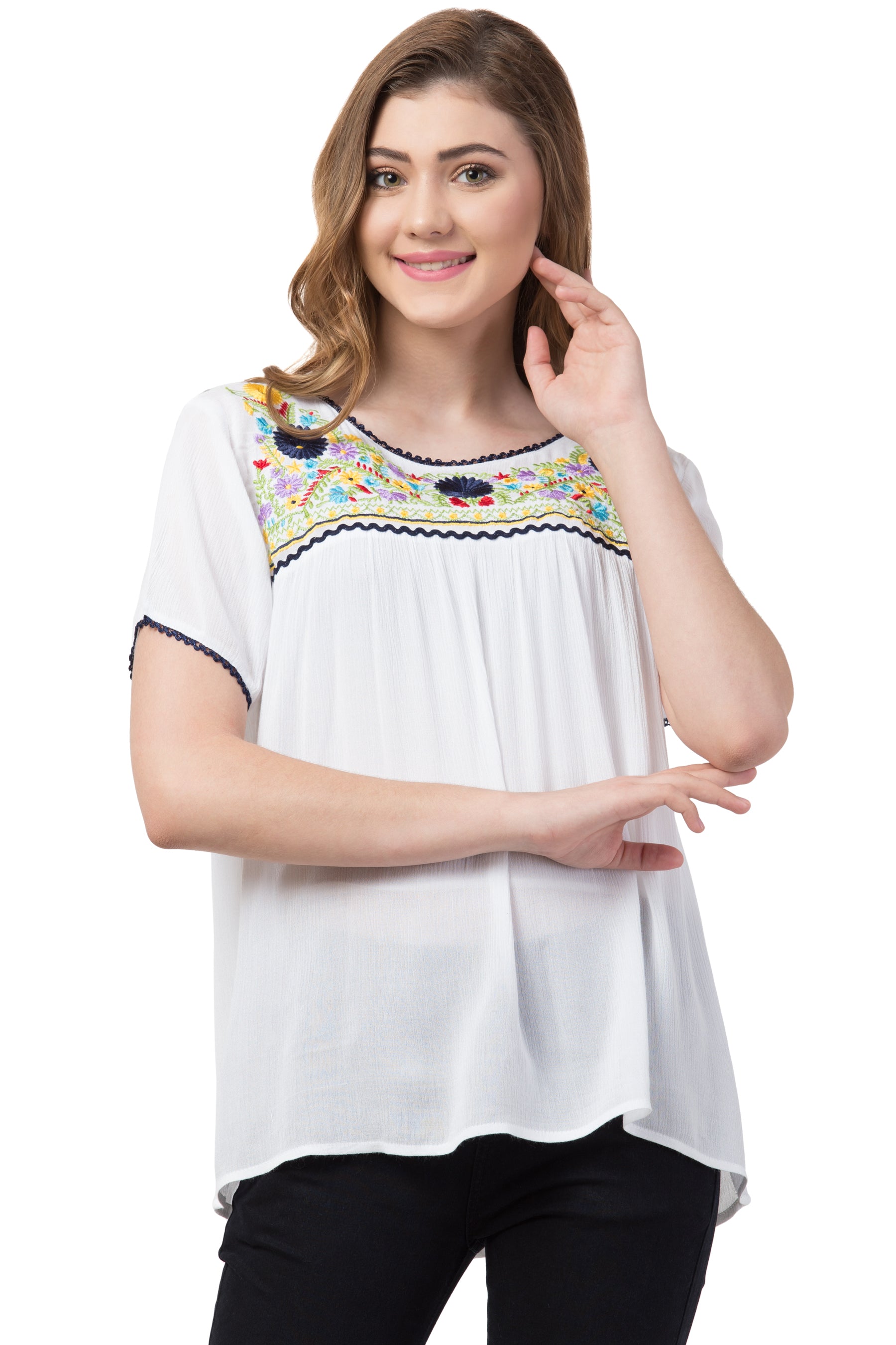 Raj Machine Embroidered Top - Rajimports - Women's Clothing