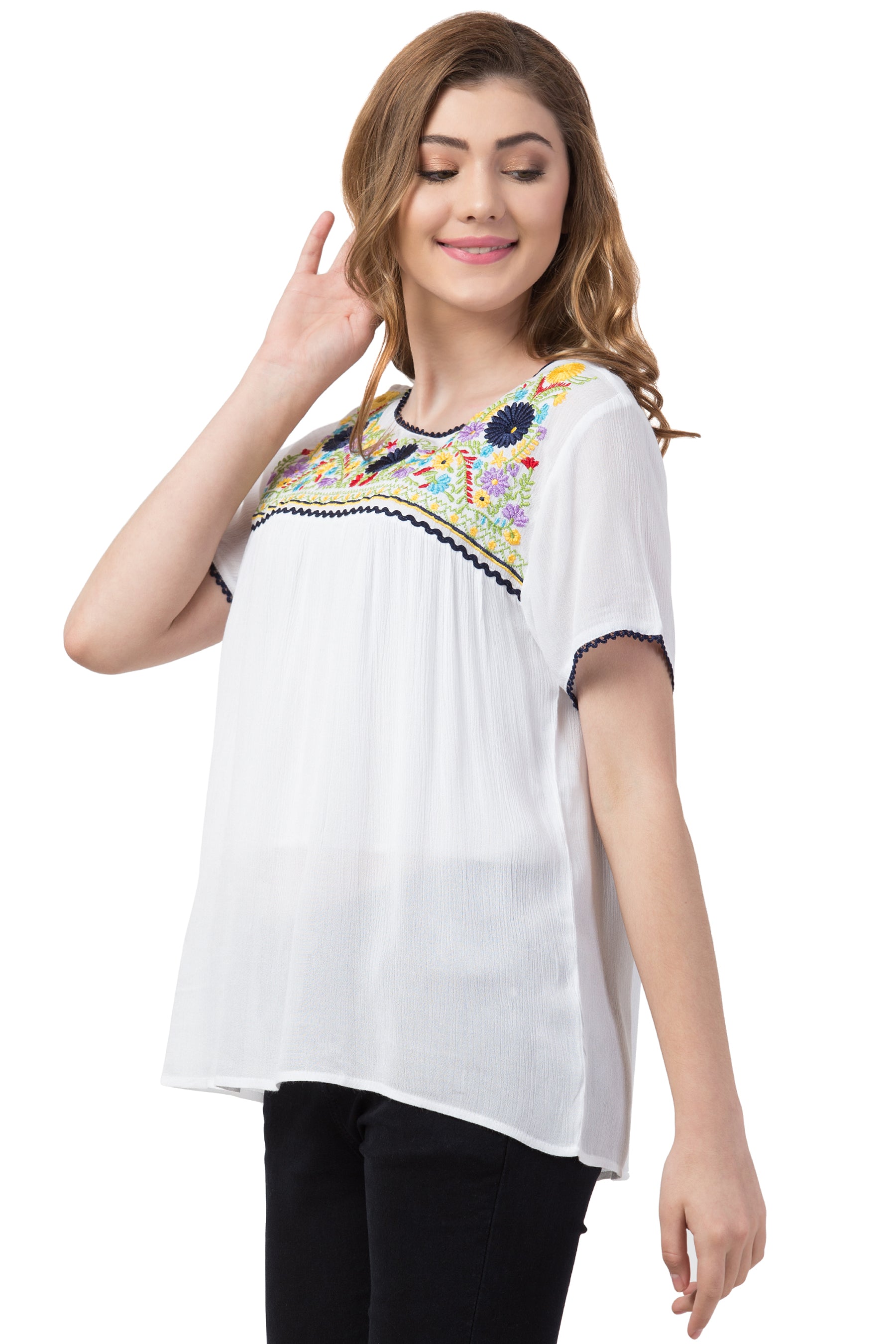 Raj Machine Embroidered Top - Rajimports - Women's Clothing