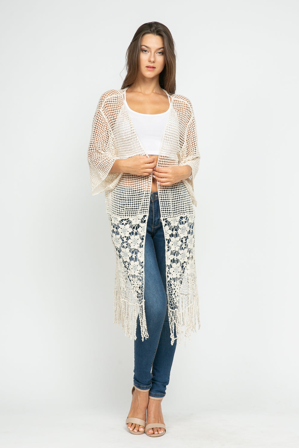 RAJ IVY MESH CROCHET KIMONO - quetzals