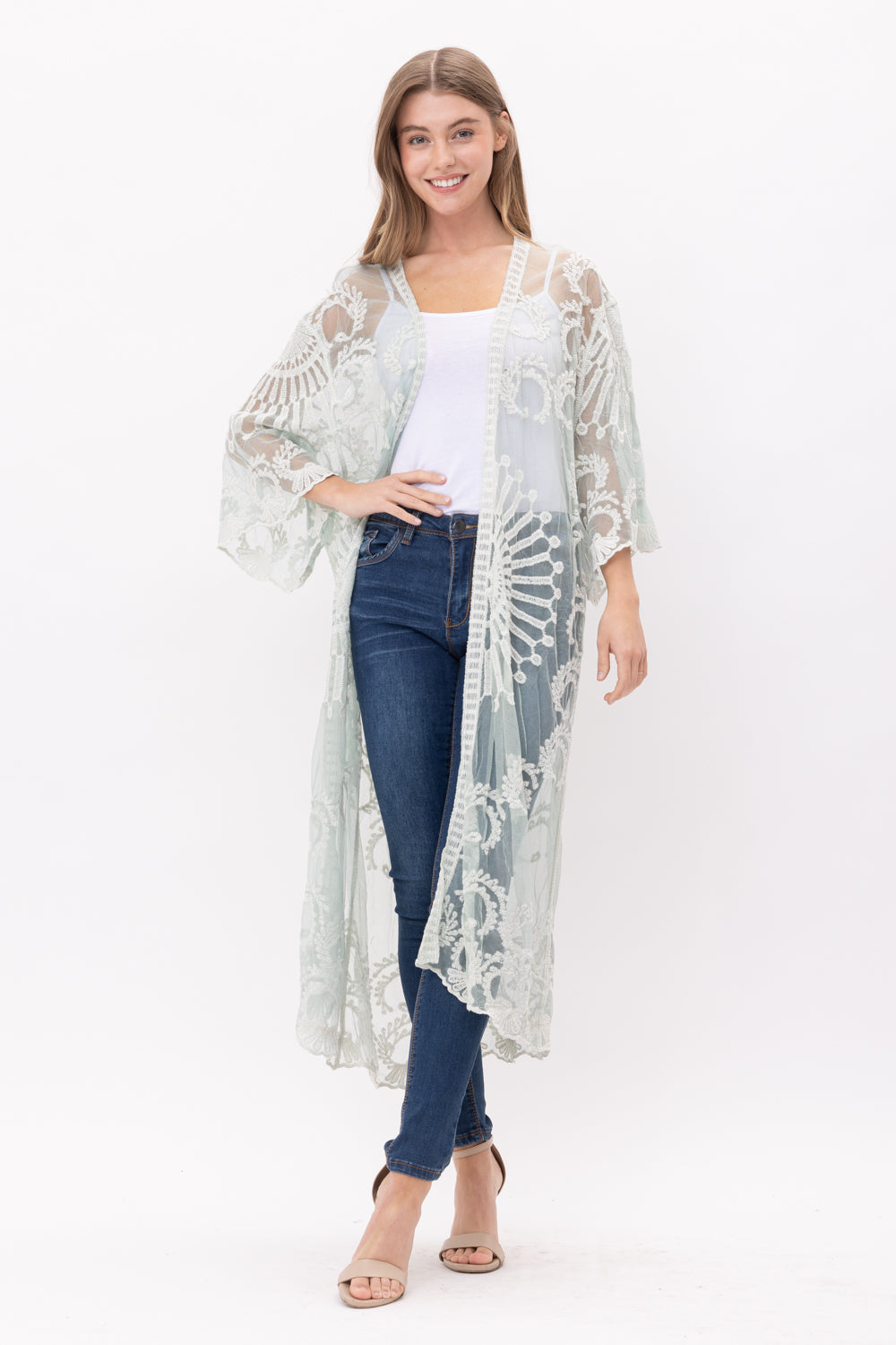 MELODY LACE DUSTER KIMONO - Rajimports - Women's Clothing