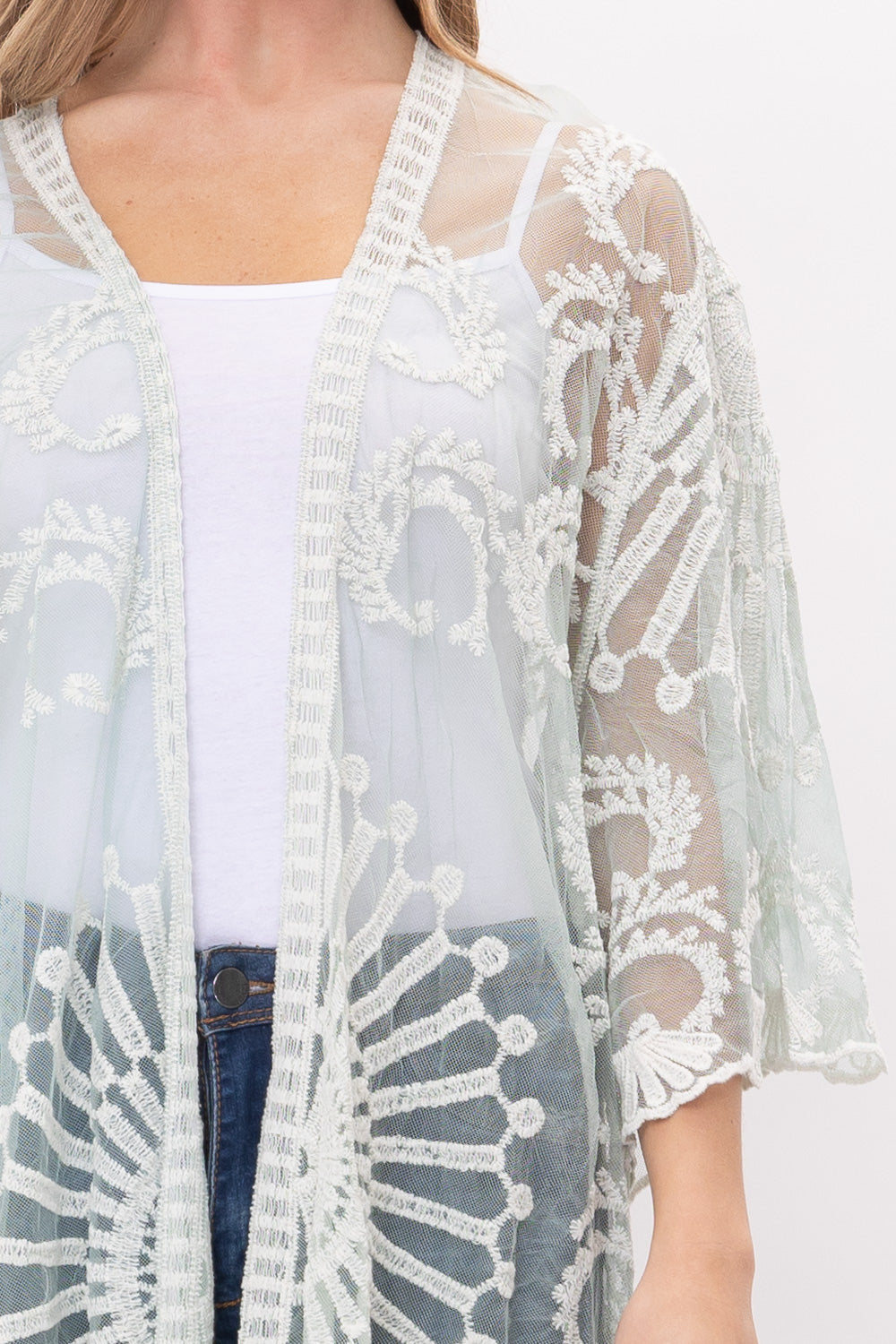 MELODY LACE DUSTER KIMONO - Rajimports - Women's Clothing