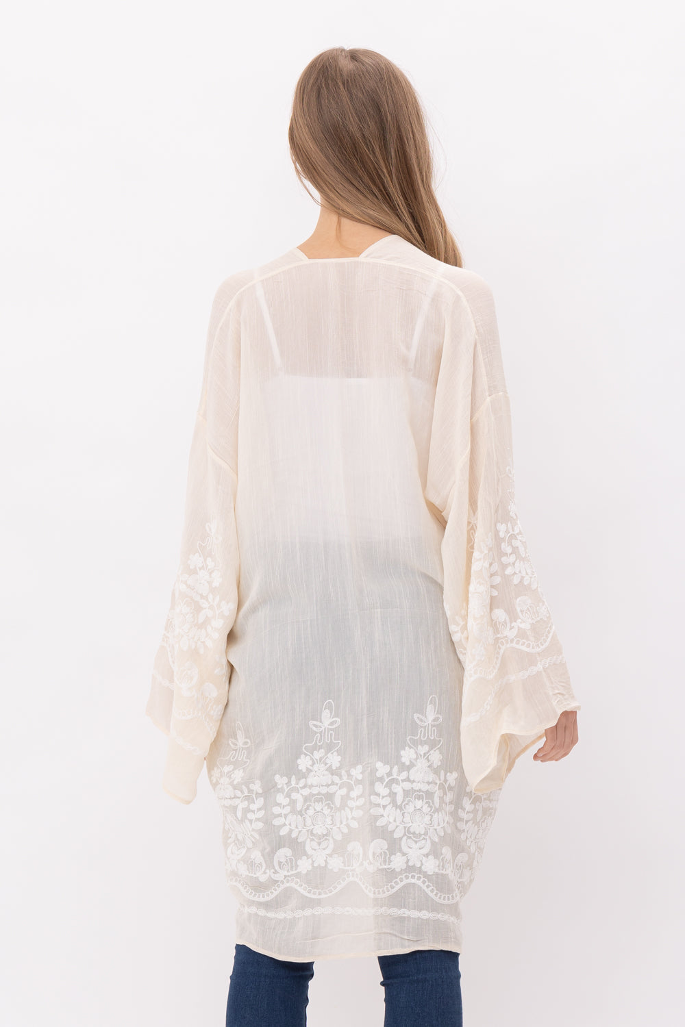 MIMI FLORAL EMBROIDERED DUSTER KIMONO - Rajimports - Women's Clothing