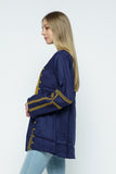 RAJ ALI EMBROIDERED TUNIC - NAVY & GOLD - quetzals