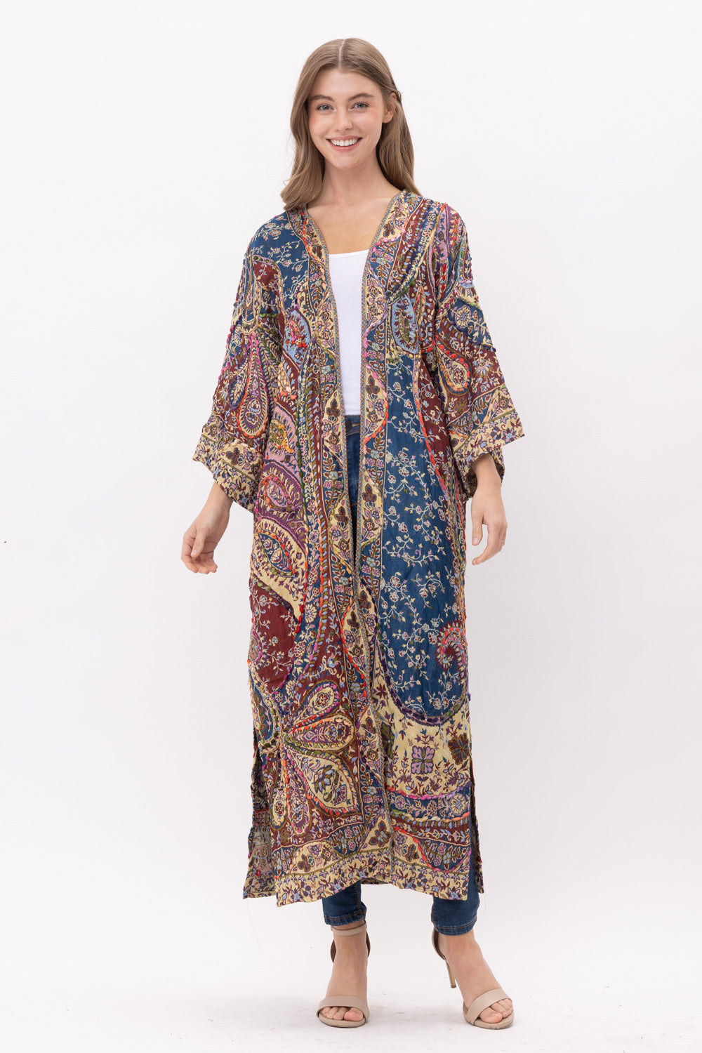 ELENA THICK STITCH EMBROIDERED DUSTER - Rajimports - Women's Clothing