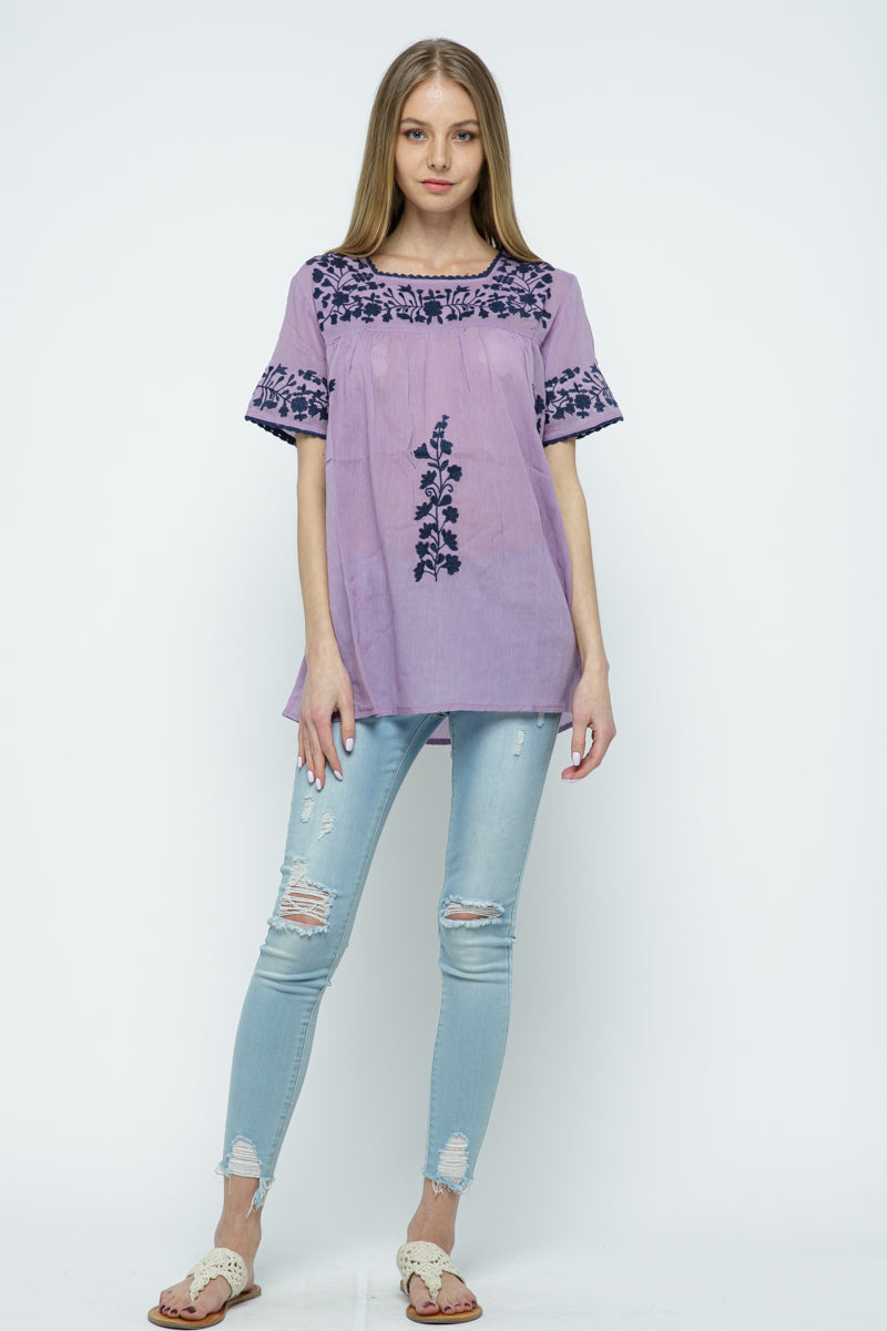 RAJ ALANA EMBROIDERED TOP - LAVENDER - quetzals