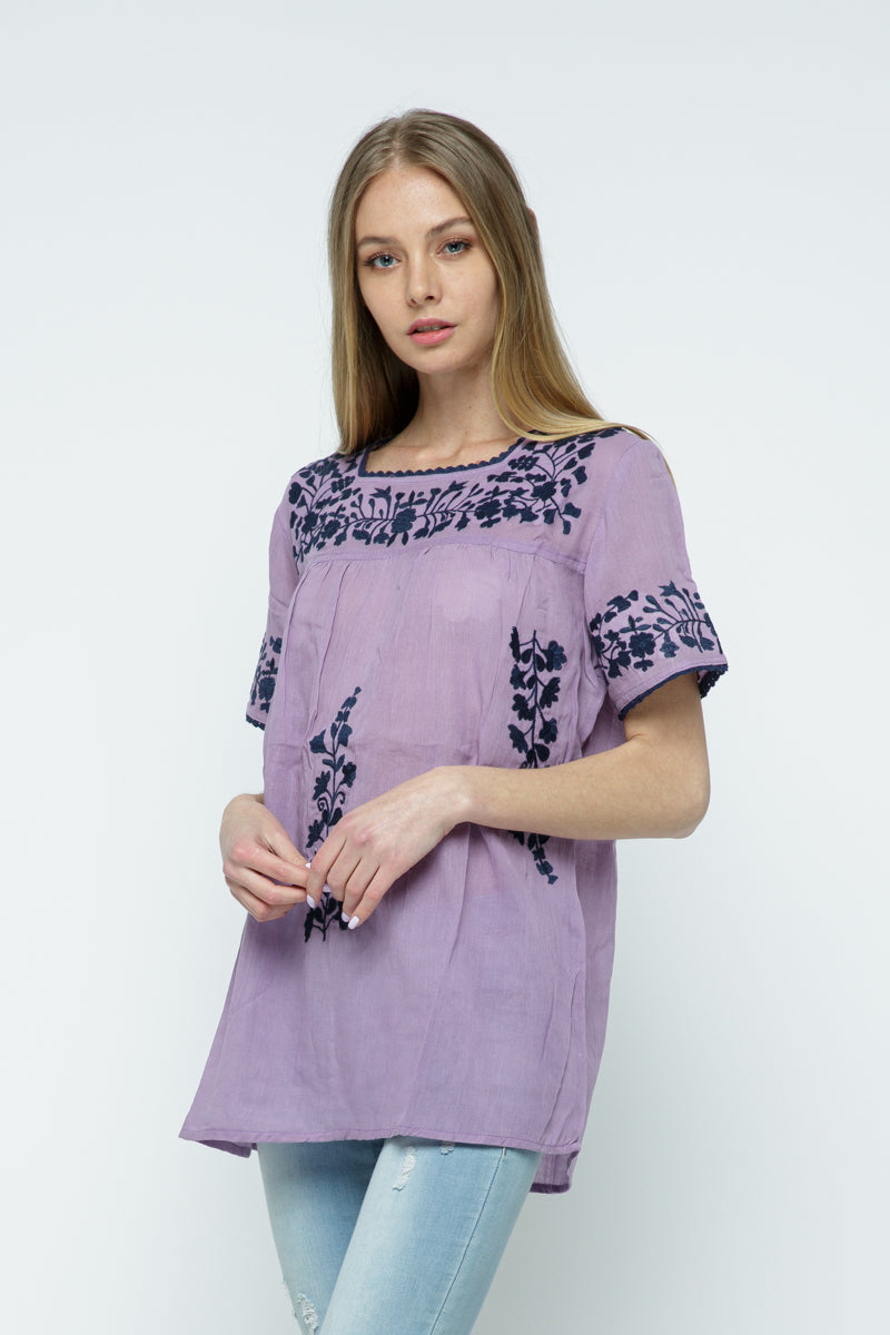 RAJ ALANA EMBROIDERED TOP - LAVENDER - quetzals