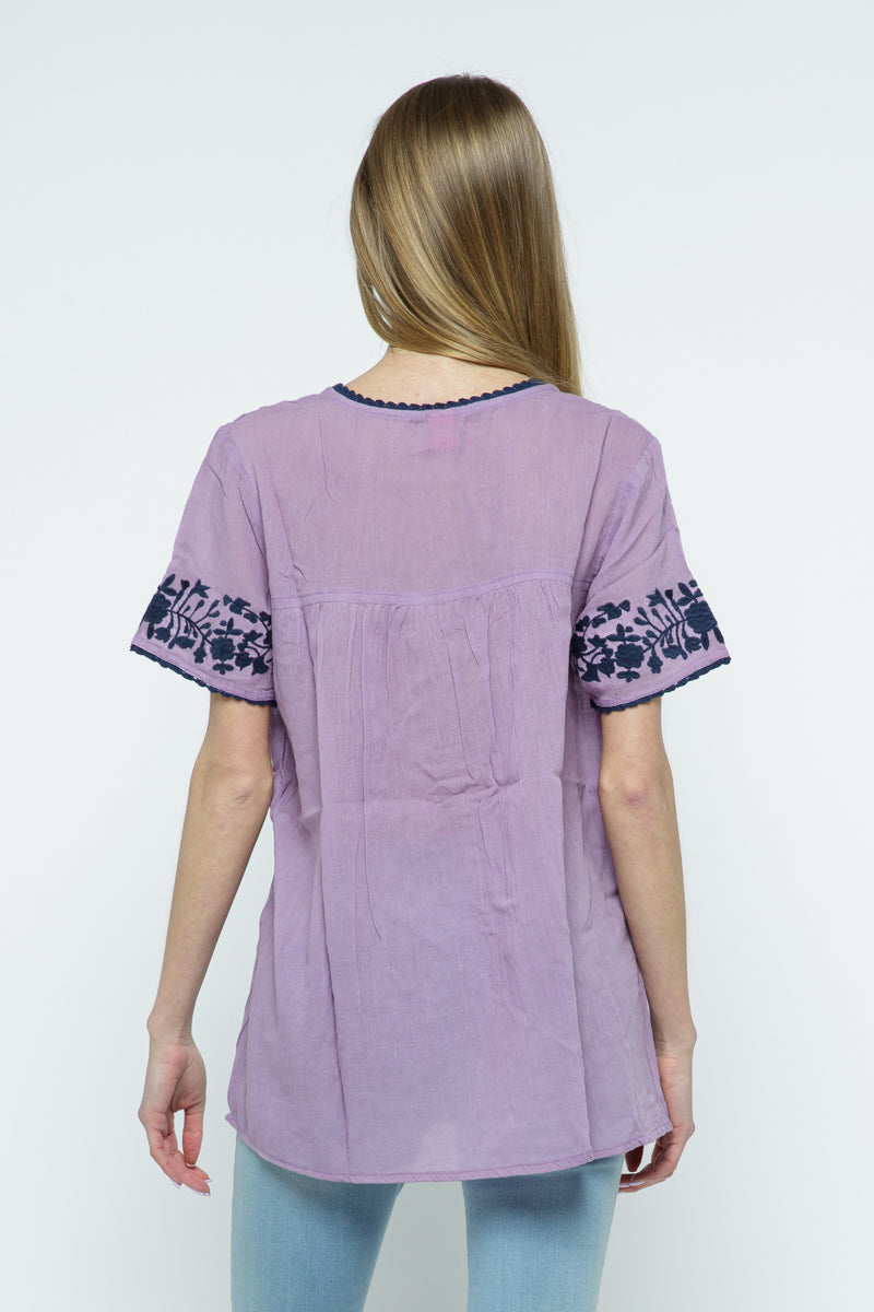 RAJ ALANA EMBROIDERED TOP - LAVENDER - quetzals