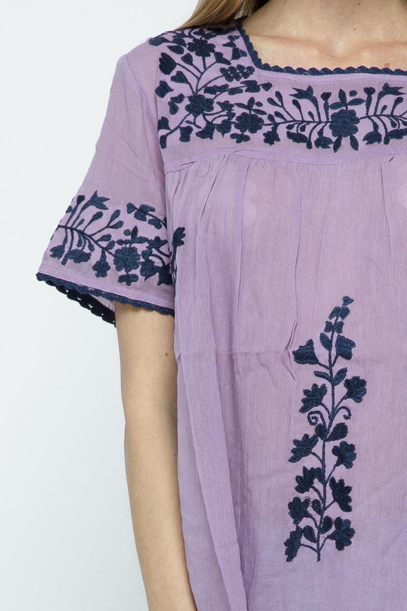 RAJ ALANA EMBROIDERED TOP - LAVENDER - quetzals