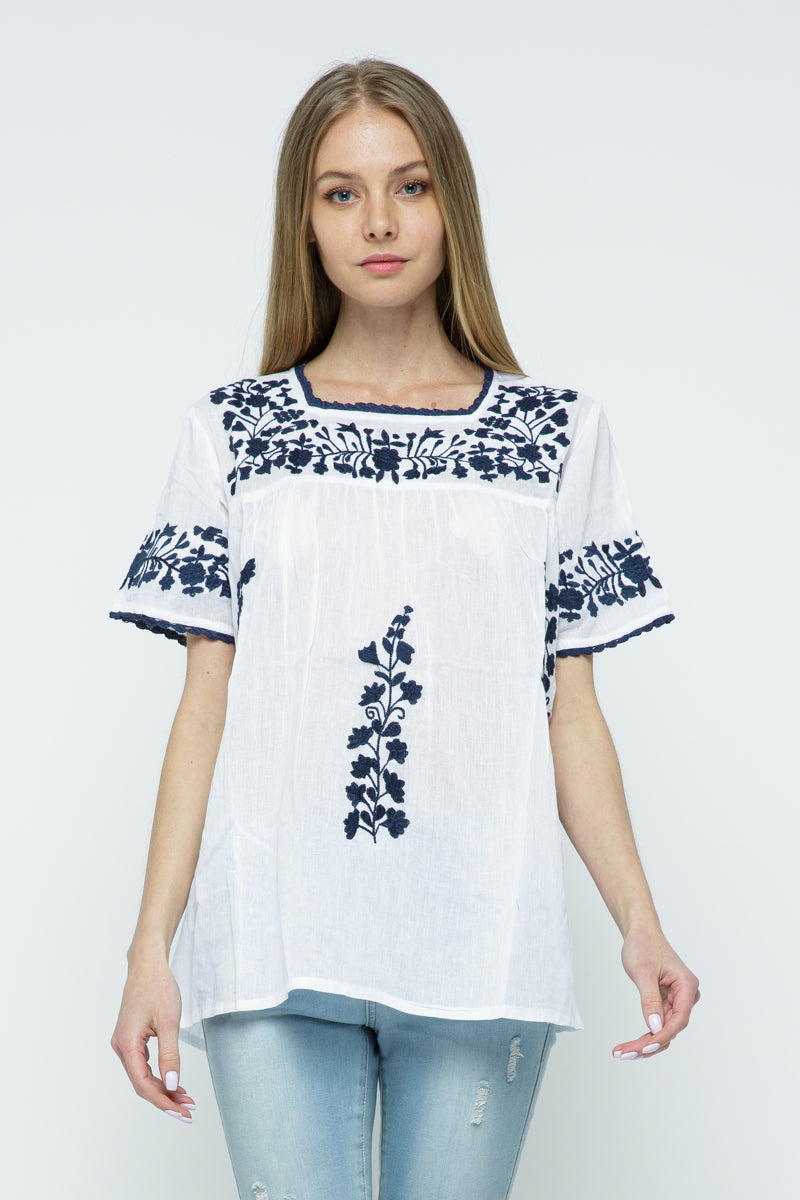 RAJ ALANA EMBROIDERED TOP - WHITE - quetzals