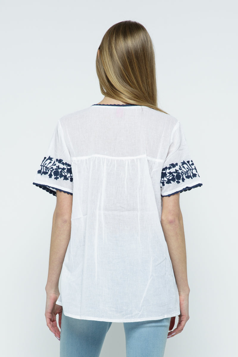 RAJ ALANA EMBROIDERED TOP - WHITE - quetzals