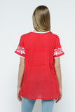 RAJ ALANA EMBROIDERED TOP - RED - quetzals