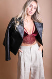 Velvet Lace Longline bralette wine red