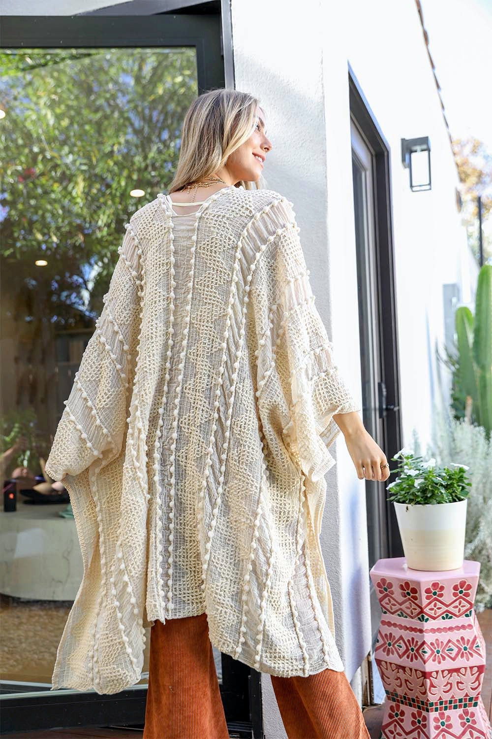 Soft Embroidered Zig Zag Kimono