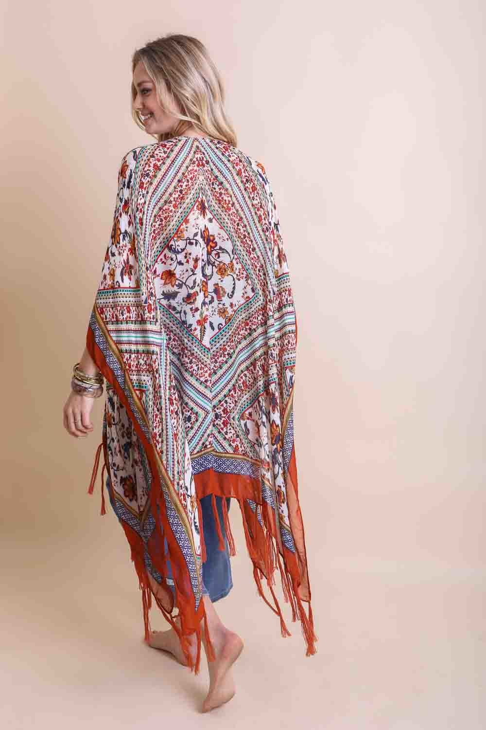 Bohemian Diamond Tassel Kimono Ponchos