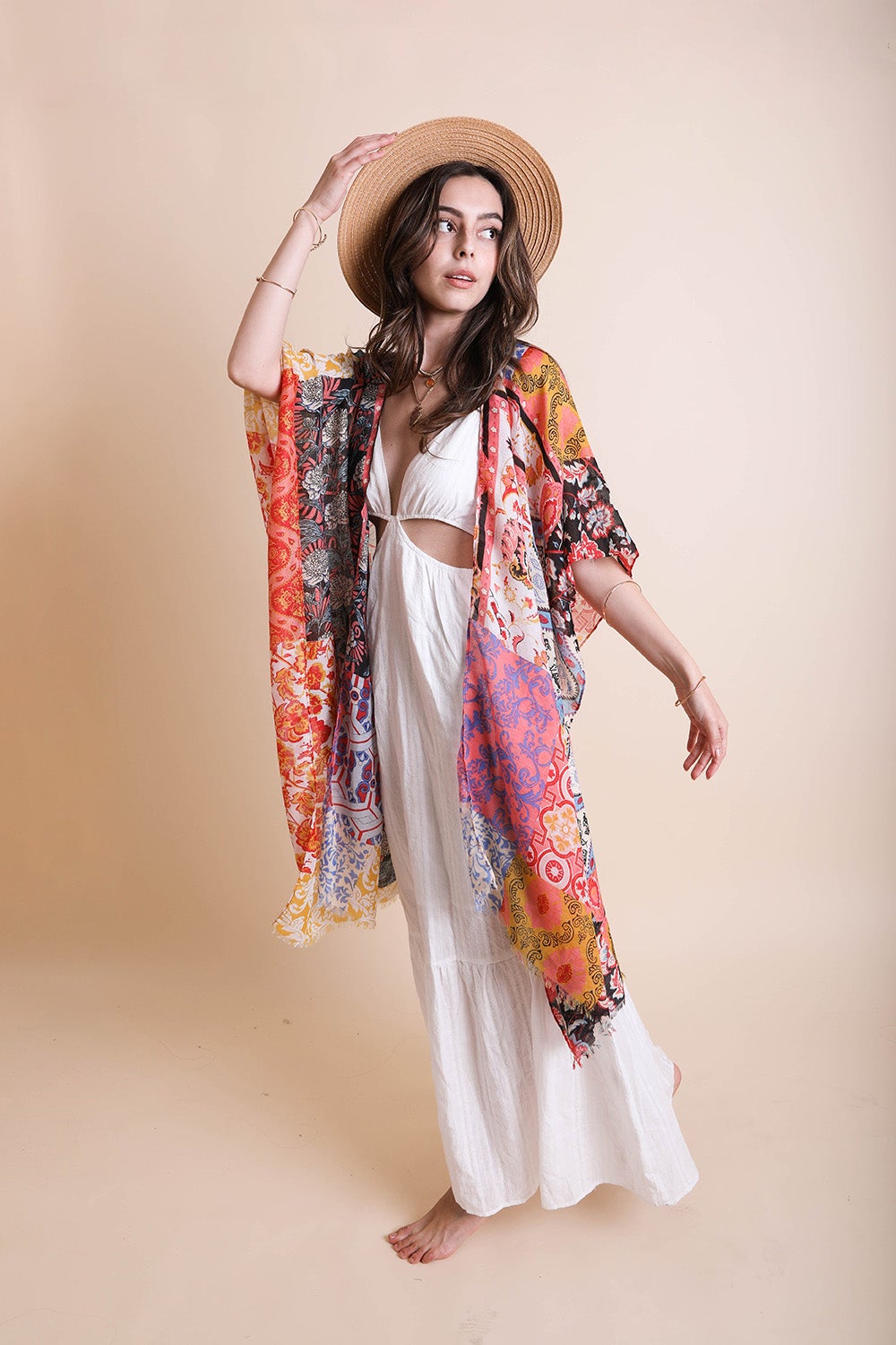 Boho Patchwork Kimono Blue