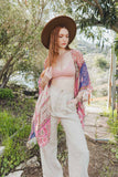 Copy of Bohemian Burnout Velvet Kimono Silver/Fuchsia