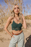 Crochet Overlay Longline Bralette Small / Emerald