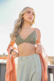 Ditsy Floral Mesh Lace Trim Bralette XS/S / Olive