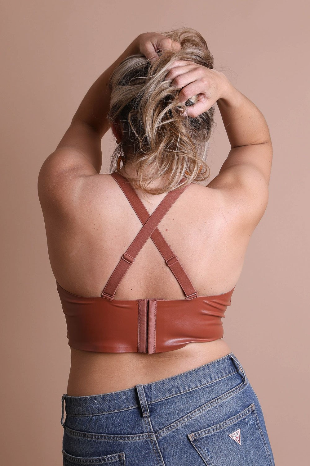 Faux Leather Longline Bralette