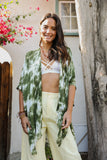 Festive Tie-Dye Kimono Olive