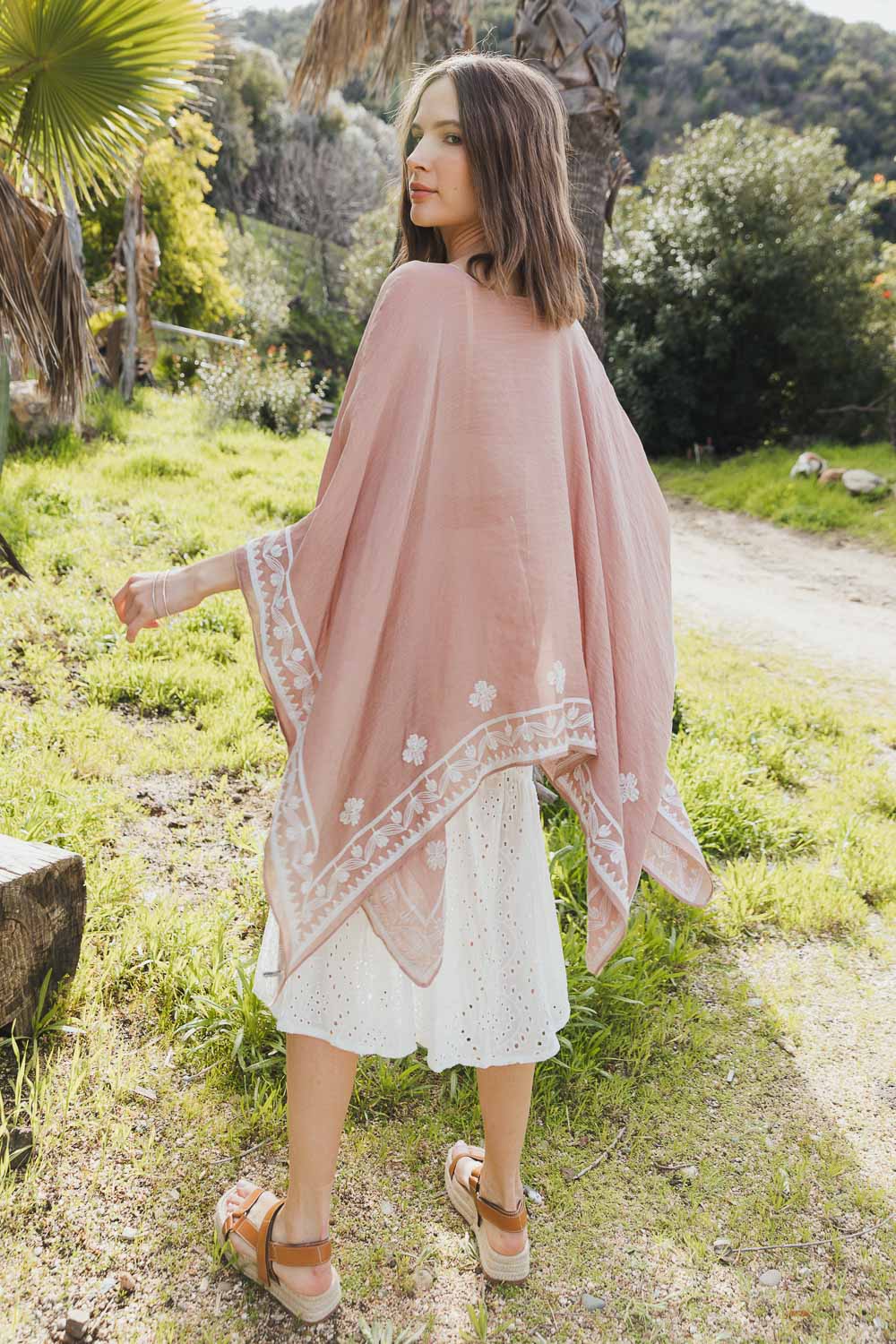 Floral Embroidered Sleeves Kimono Kimonos