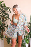 Floral Front Tie Kimono Wrap Ivory