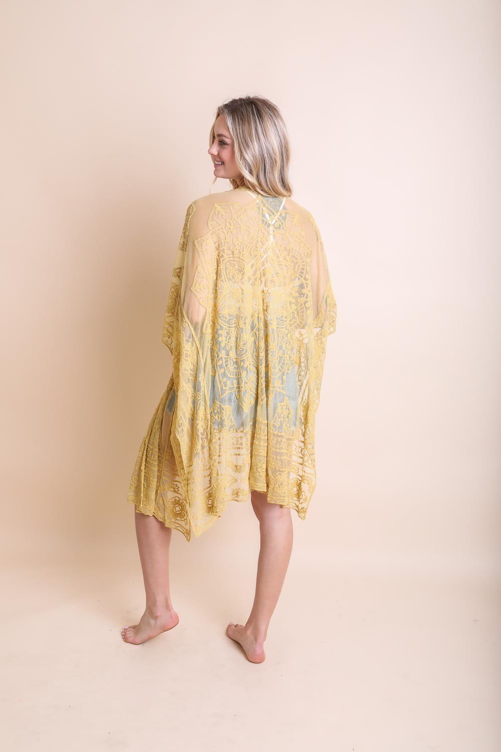 Floral Mandala Mesh Kimono Ponchos