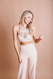 High Neck Crochet Lace Bralette XS/S / Blush