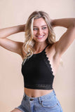 High Neck Crochet Trim Bralette Small / Black