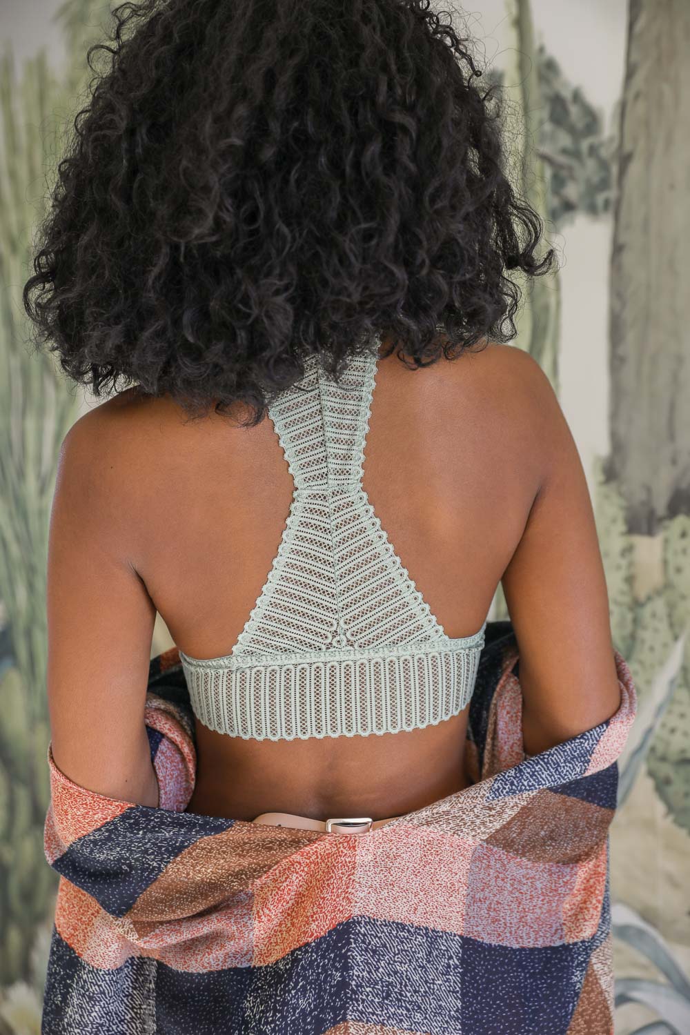 Lace Boho Racerback Bralette Sage