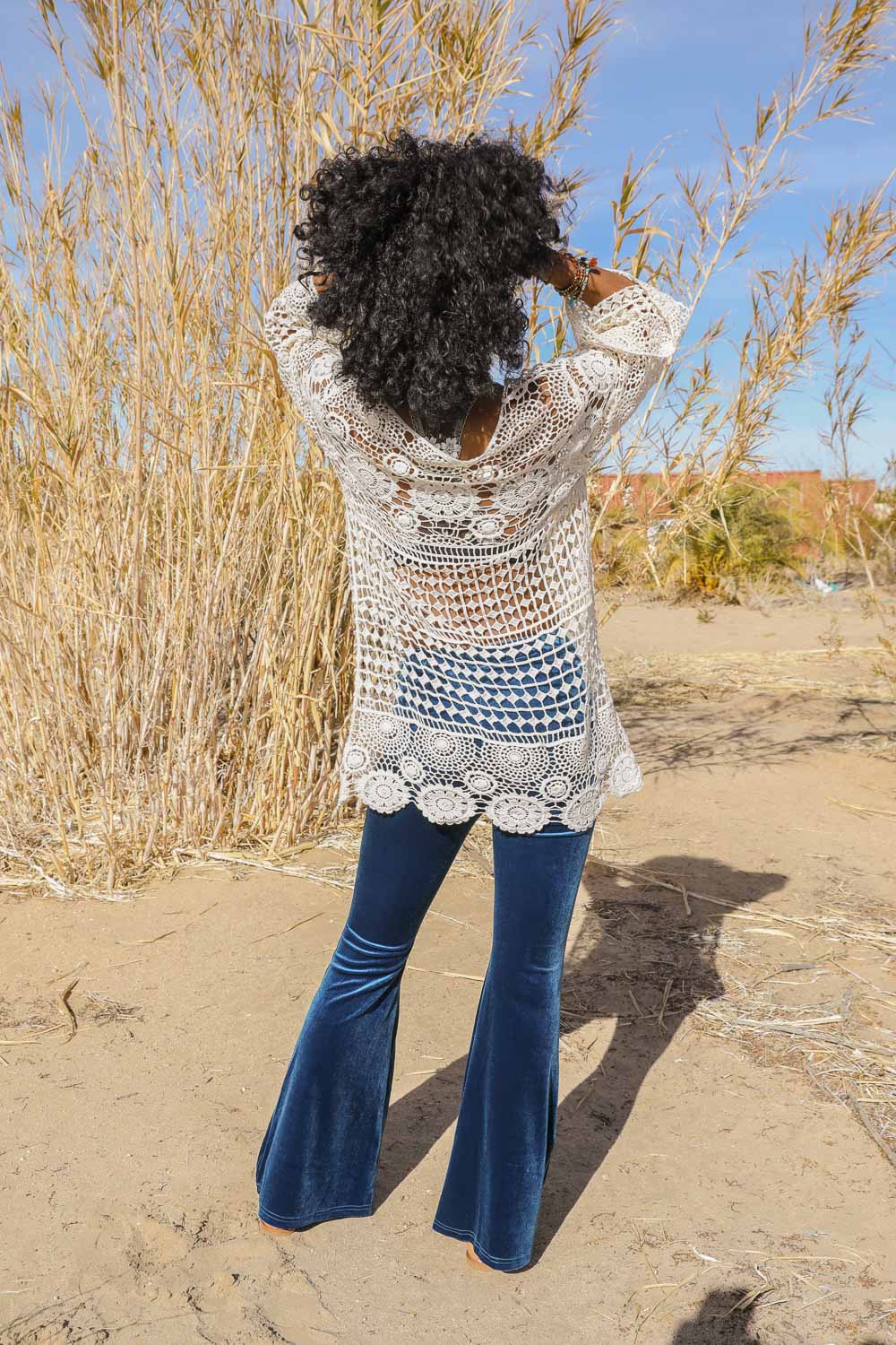 Lace-Up Crochet Tunic Kimono