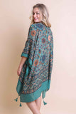 Moroccan Inspired Tapestry Kimono One Size / Emerald