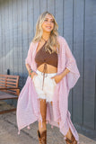 Pom Trimmed Jacquard Kimono Blush