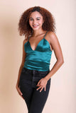 Satin Crop Top Small / Emerald