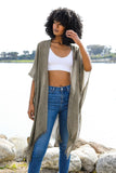 Sequin Border Frayed Kimono Mocha