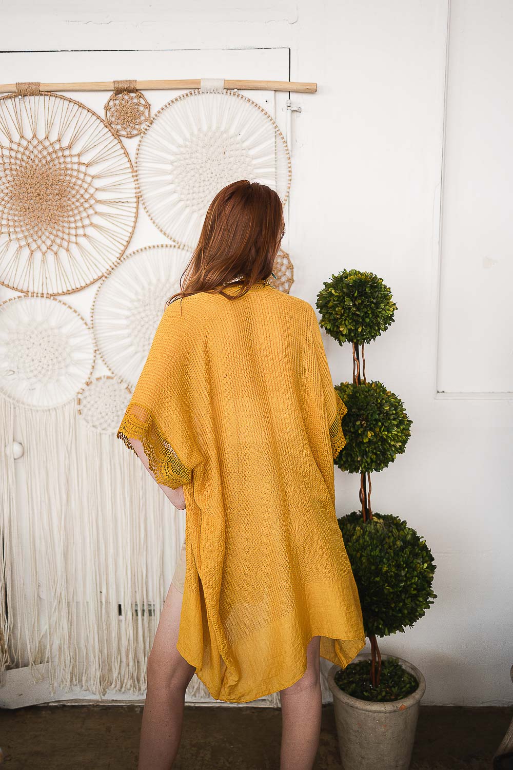 Sunshine Lace Trim Kimono